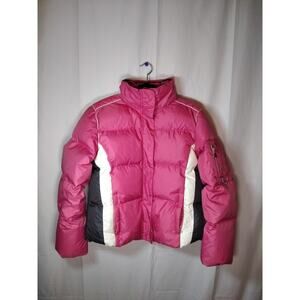 Tommy Hilfiger Girls Size XL/16 Puffer Jacket Pink Hood Zippper Pocket Down